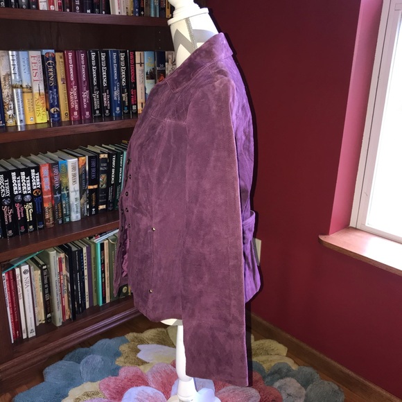 Live A Little Purple Leather Jacket Size Large - Picture 3 of 6